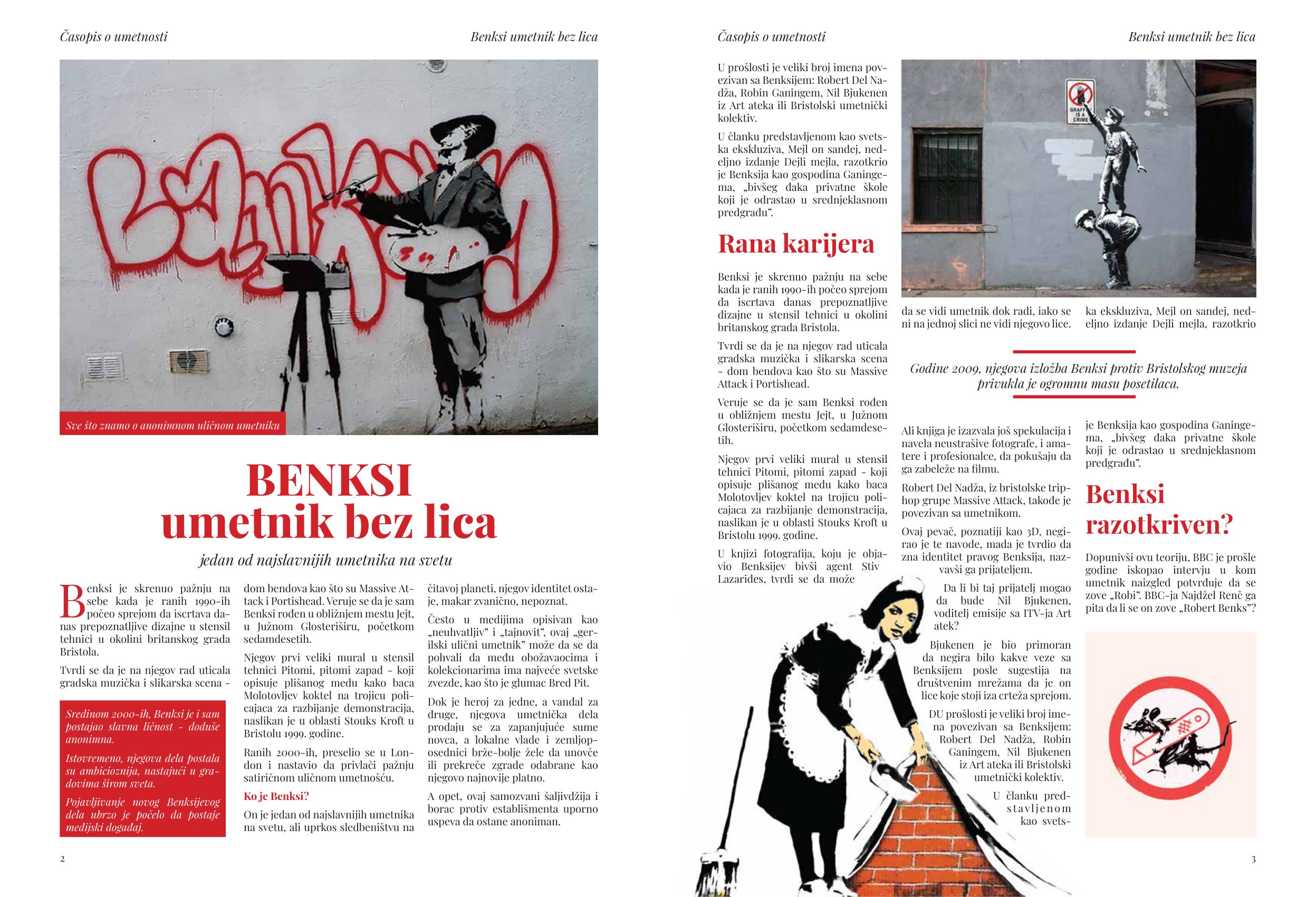 Časopis o umetnosti — interior spread on Banksy
